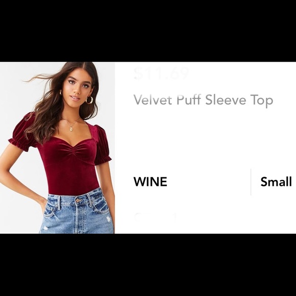 F21 Wine Puff Sleeve Top NEW w Tags No Flaws Sm - Picture 2 of 13